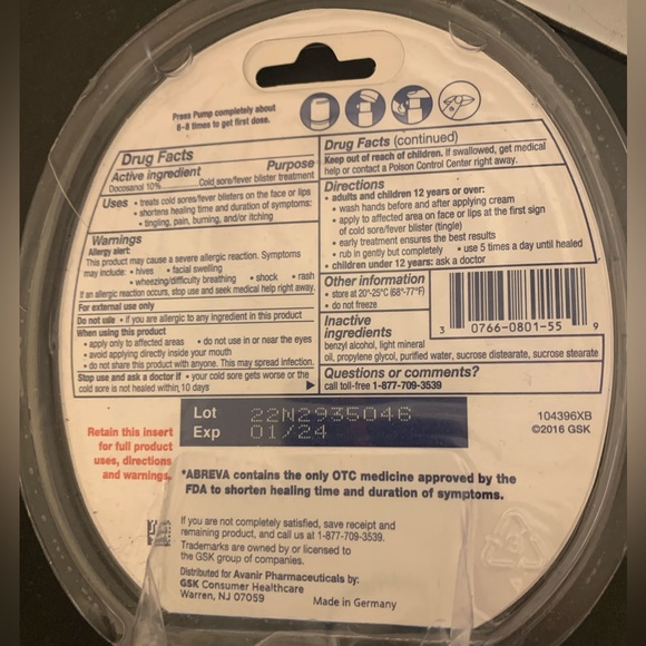 Brand new abreva for cold sores never opened or used - Picture 2 of 4